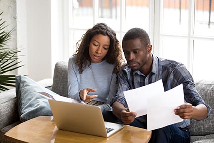 Couple doing their taxes
